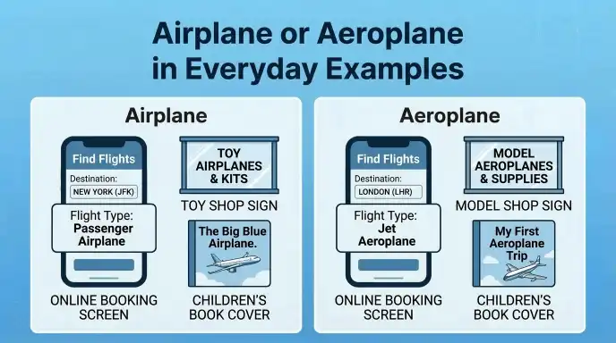 Airplane or Aeroplane in Everyday Examples