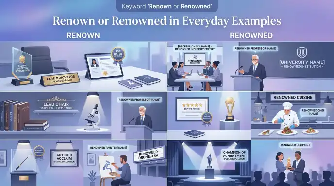 Renown or Renowned in Everyday Examples