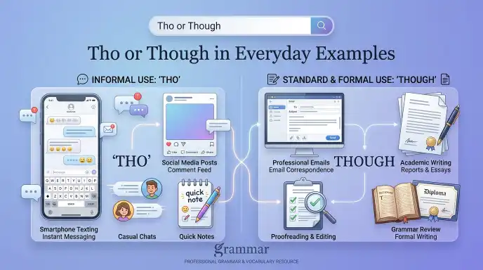 Tho or Though in Everyday Examples