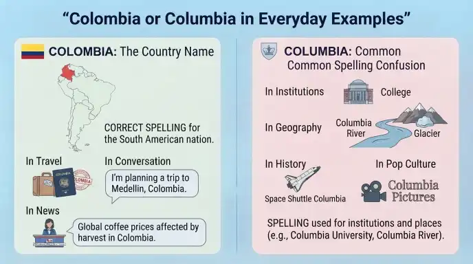 Colombia or Columbia in Everyday Examples