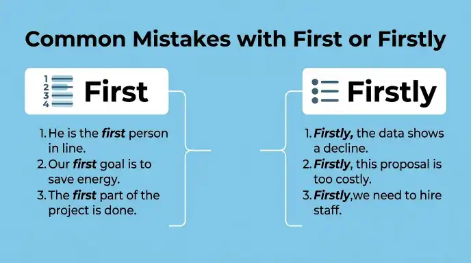 Common Mistakes with First or Firstly
