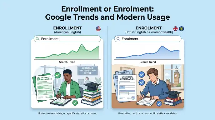 Enrollment or Enrolment: Google Trends and Modern Usage