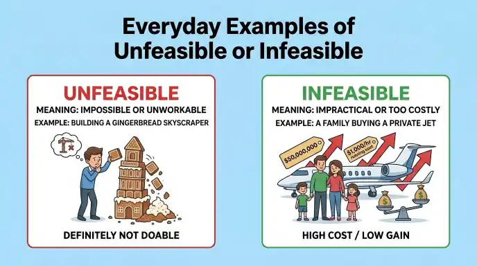 Everyday Examples of Unfeasible or Infeasible