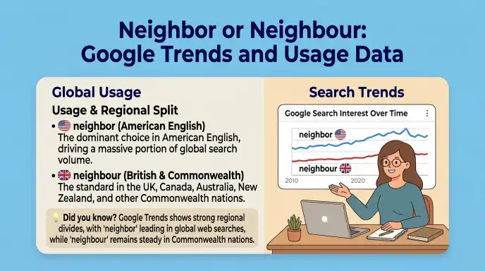 Neighbor or Neighbour: Google Trends and Usage Data